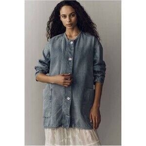 Anthropologie Pilcro Mid Length Denim Size Sm Light Denim Chore Jacket NWT